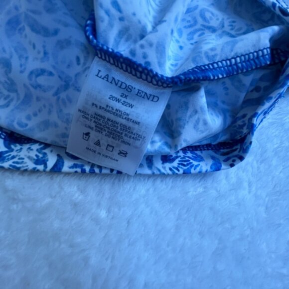 Lands' End Womens 2X 20W-22W Long Sleeve Printed Top Blue/White Stretch Casual - Picture 4 of 7